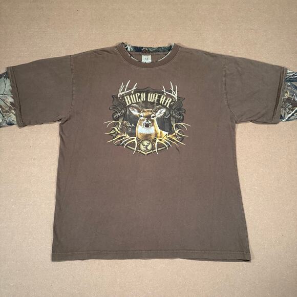 Y2K Buck Wear Deer Hunting Shirt XL Brown Camo Long Sleeve Double Layer Outdoors - Picture 3 of 9